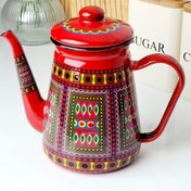 تصویر قوری لعابی قرمز سنتی Teapot