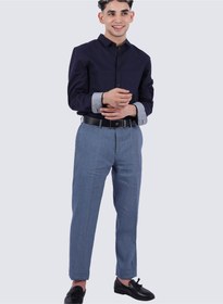 تصویر شلوار کشی رسمی و غیررسمی مردانه در رنگ آبی شهرستان برند selected Men's Casual Formal Stretch Flat Front Pants in County Blue