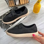 تصویر کفش زنانه چروکی سایز ۳۷-۳۸ جیر قهوه ای و سبز 