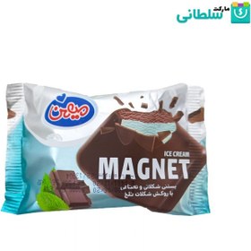 تصویر بستنی شکلاتی و نعنایی با روکش شکلات تلخ میهن -60گرم 