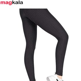 تصویر لگ ساپورت ورزشی آنتی سلولیت وارداتی باسن چیندار رنگ زغالی Imported anti-cellulite sports leg support, pleated hips, charcoal color