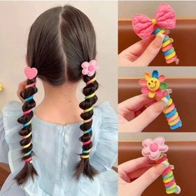 تصویر کش مو فنری رنگی آفتابگردان Sunflower colored springy hair tie