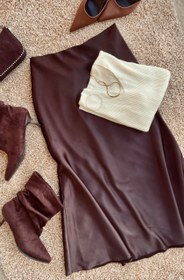 تصویر دامن ساتن بلند 