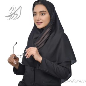 تصویر مقنعه دراپه بروجرد مشکی ( با تل رنگی ) 