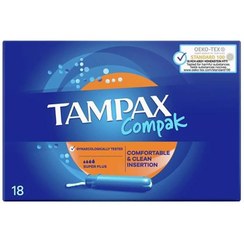 تصویر تامپون تامپکس اورجینال ۴ قطره مدل compak بسته ۱۸ عددی ا Tampax compak Tampax compak