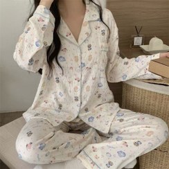 تصویر ست دو تیکه راحتی زنانه موسلین وارداتی ladies two pcs set home clothing