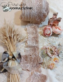 تصویر توردانتل کشی۷سانت دانتل دورنگ پوست پیازی.کرم