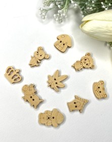 تصویر دکمه چوبی بچگانه پک ۱۸ عددی 