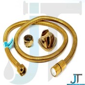 تصویر شیلنگ توالت فنری ریزبافت برنجی طلایی براق کهن 