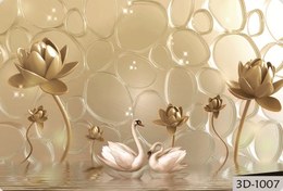 تصویر پرده زبرا چاپی طرح قو و گل طلایی کد zebra-3d-1007 