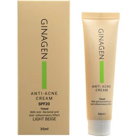 تصویر کرم ضد جوش رنگی 35 میلی لیتر ژیناژن - بژ طبیعی Ginagen Tinted Anti Acne Cream 35 ml