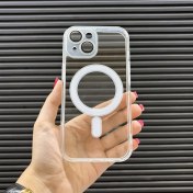 تصویر قاب گوشی اپل آیفون ۱۵ نرمال شفاف مگ سیف محافظ لنز دار 