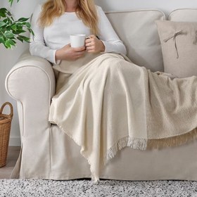 تصویر پتو مسافرتی ایکیا مدل GUNNEMOR IKEA GUNNEMOR Throw, off-white/grey-beige