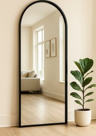 تصویر آینه قدی هلالی فریم فلزی H100