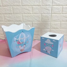 تصویر سطل و جعبه دستمال کاغذی کودک 