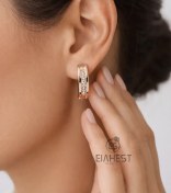 تصویر گوشواره حلقه ای نگین دار ژوپینگ کد XU2017 