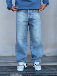 تصویر شلوار جین بگ آبی روشن 