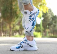 تصویر کفش کتانی مردانه نایکی مدل HANAMA رنگ سفید آبی با رویه چرم مصنوعی 