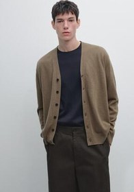 تصویر ژاکت جلو باز بافتنی یقه V پشمی ماسیمو دوتی Massimo Dutti 