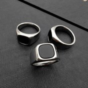 تصویر انگشتر استیل مردانه نقره ای 