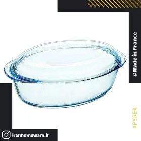 تصویر قابلمه بیضی پیرکس درب دار - سایز 4.5 لیتری اصل فرانسه 460A000 - PYREX - 