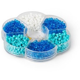 تصویر مهره یا منجوق های شیشه ای سفید آبی Flying Tiger Copenhagen 