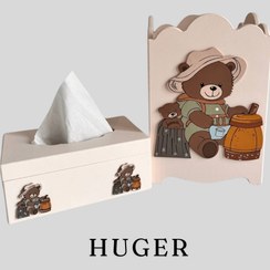 تصویر سطل زباله و جادستمال کاغذی خرس مهربون 