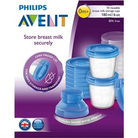 تصویر ظروف ذخیره غذای کودک ۱۰ عددی مدل SCF618/10 فیلیپس اونت Avent Philips AVENT Breast Milk Storage Cups And Lids, 10 6oz Containers