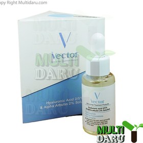 تصویر سرم آبرسان وکتور هیالورونیک اسید ۲٫۵% و آلفا آربوتین ۲% حجم ۳۰ میلی لیتر 