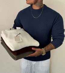 تصویر بلوزبافت ترند کشی آستین بلند اسپرت زنانه و مردانه یقه گرد اورجینال 