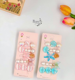 تصویر پک گیره مو ۵ تایی صدفی 