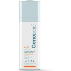 تصویر کرم ضدآفتاب بی‌رنگ ژنوبایوتیک مدل Fusion water مناسب انواع پوست 