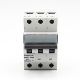 تصویر کلید مینیاتوری سه فاز ۶ آمپر هیوندای | قیمت و خرید آنلاین Hyundai 6A Three-Phase Miniature Circuit Breaker (MCB) - Type C