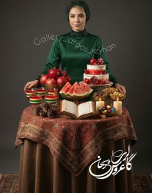 تصویر توربان سبز یشمی کاملا جواهردوزی یلدایی 