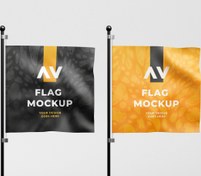 تصویر دانلود فایل موکاپ پرچم مربع با کیفیت بالا 