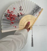 تصویر بادبزن دسته چوبی طوسی کد A470 