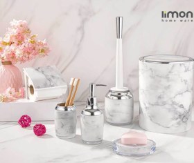 تصویر ست سرویس بهداشتی لیمون مدل رمانتیک ۶ تکه ماربل 