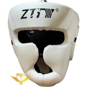 تصویر کلاه بوکس چرم تمام سفید 