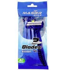 تصویر خودتراش آبی 3تیغه بسته 4 عددی مستر شیو Master Shave 3Blade Blue 4Pcs