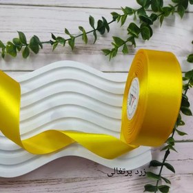 تصویر روبان ساتن ۲.۵ سانت رنگ زرد پرتقالی 