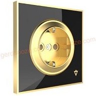 تصویر پریز ارت دار ویرا مدل شهاب طلا مشکی Veera Switch And Sockets Shahab Gold Black