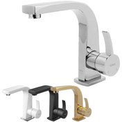 تصویر شیر روشویی کسری مدل فیروزه رنگ سفید طلایی 