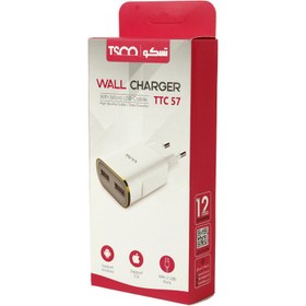 تصویر شارژر دیواری تسکو مدل TSCO TTC-57 به همراه کابل شارژ MICRO-USB ا TSCO TTC 57 WALL CHARGER TSCO TTC 57 WALL CHARGER