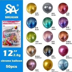 تصویر بادکنک کروم پاندا سایز ۱۲ اینچ بسته ۵۰ عددی 