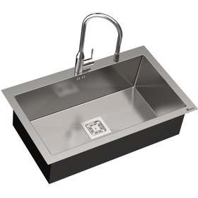 تصویر سینک ظرفشویی بیمکث مدل 724 تک لگن توکار استیل 
