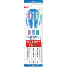 تصویر مسواک سنسوداین، مدل Sensitive(حساس)، برس نرم، 3 عددی SENSODYNE SENSITIVE BUY2 GET 1 FREE