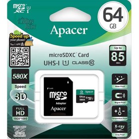 تصویر کارت حافظه اس دی اپیسر 64 گیگابایتی با خشاب ا Apacer Class 10 85mb 64GB باخشاب Apacer Class 10 85mb 64GB باخشاب