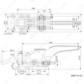 تصویر کلمپ کششی (کلون مانند) مدل 40370 با تحمل بار 1818 کیلوگرم ساخت چین Pull Latch Hold Down Clamp Model 40370