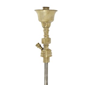 تصویر قلیان برنجی تنه یخدان دار چند ضلعی مدل BY87 Brass hookah with polygonal ice trunk model BY87