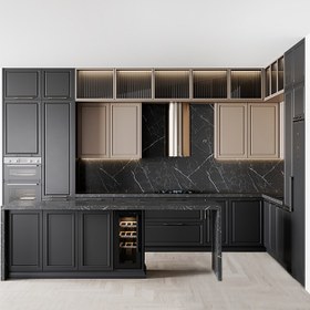 تصویر کابینت نئو کلاسیک رنگ مشکی 